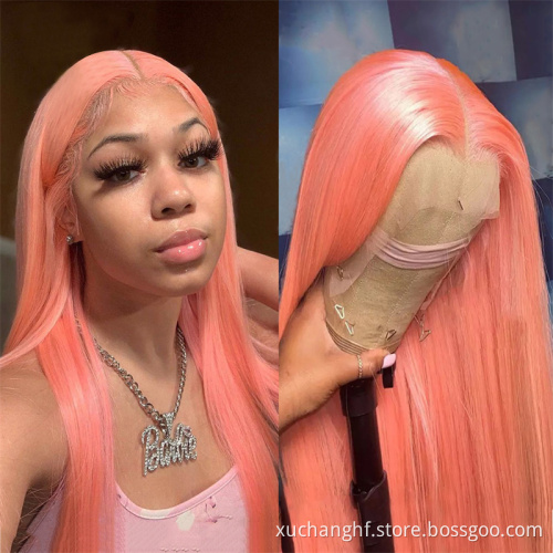 Wholesale Top Quality Pink Orange Blue Red 613 Blond Color Wig Brazilian Virgin Human Hair Long Colored Lace Front Full Lace Wig